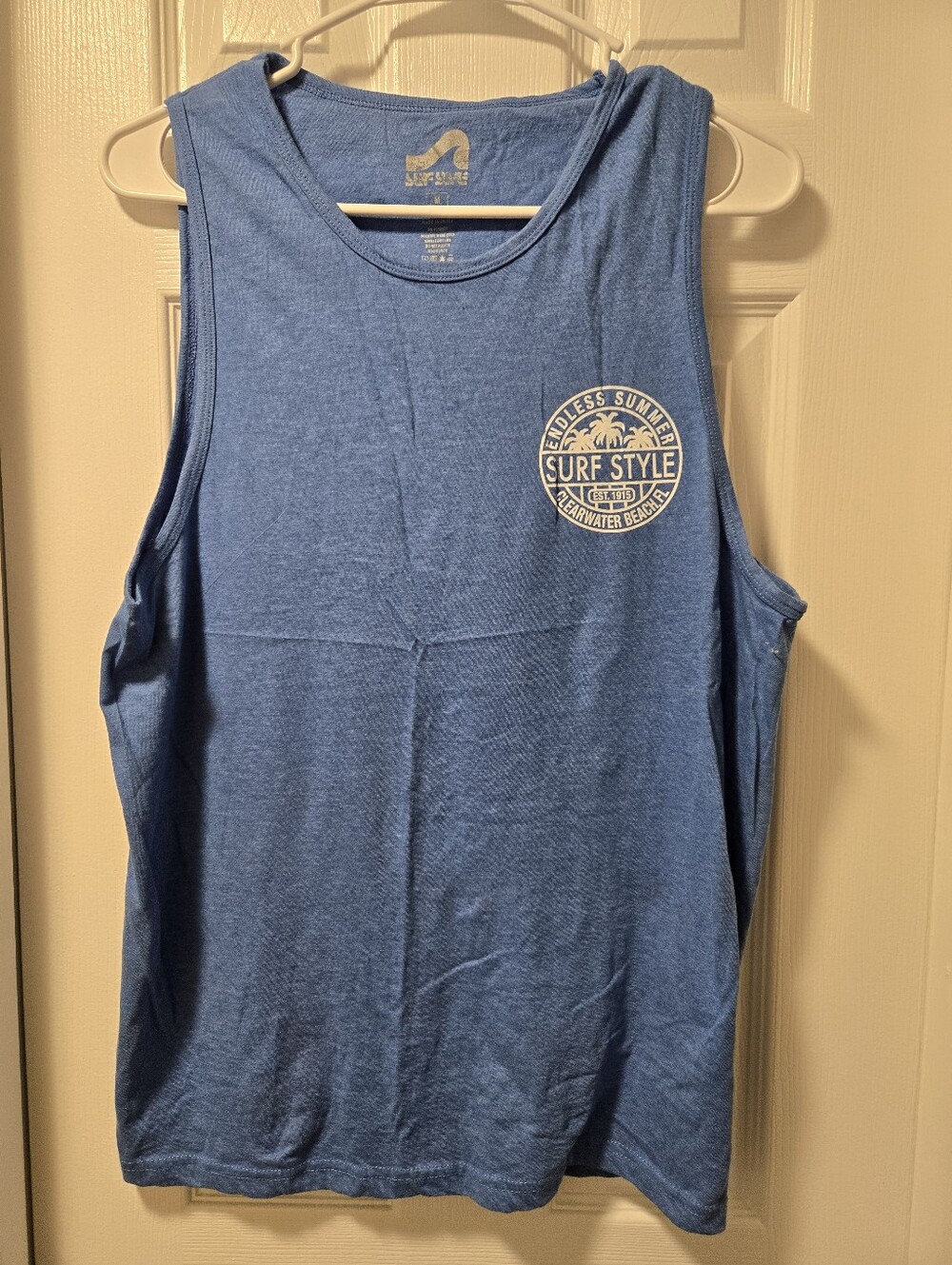 Men's Surf Style Blue Sleeveless Tank with Chest Logo. Size M